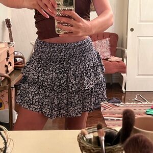 Blue Floral Flowy Skirt